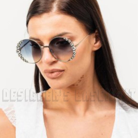 FENDI ruthenium RIBBONS AND CRYSTALS dark gray round gradient FF0324S Sunglasses main image 5